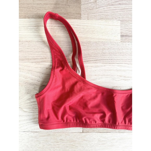 J Crew Swim Top Coral Red Scoop Neck Bikini Bra Style RD5812 Size L - Picture 3 of 5